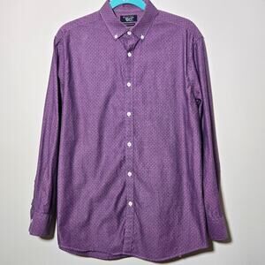 Penguin Heritage Purple Dot/Diamond Pattern Slim Fit Button-Up Shirt - 16/32-33